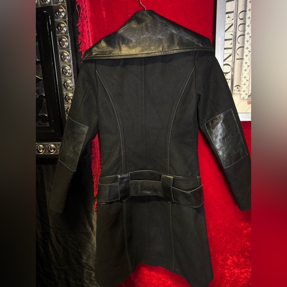 Rudsak Chic Black wool and Leather Pea Coat - Picture 3 of 7